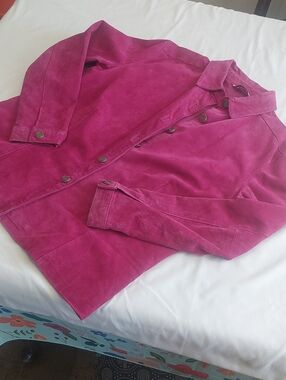 Vintage French Laundry Suede Jacket in Hot Pink .Size L